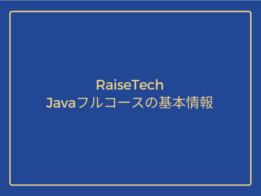RaiseTech Java Full Course Basic Information